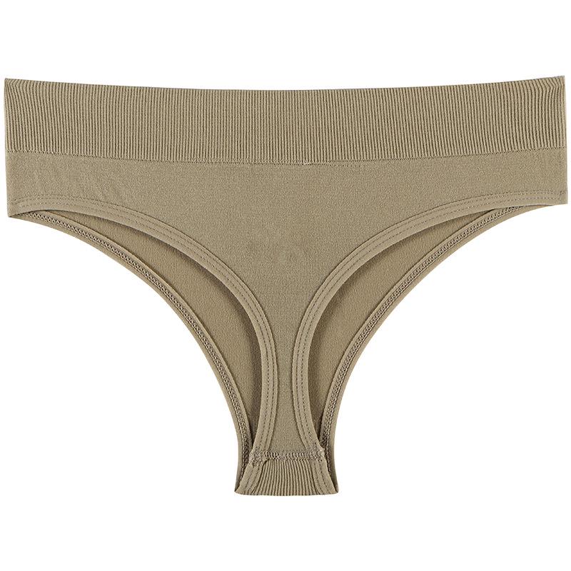 Seamless Mid-Waist T-Back Underwear: Sexy, Invisible, Solid Color, Comfortable for Sports