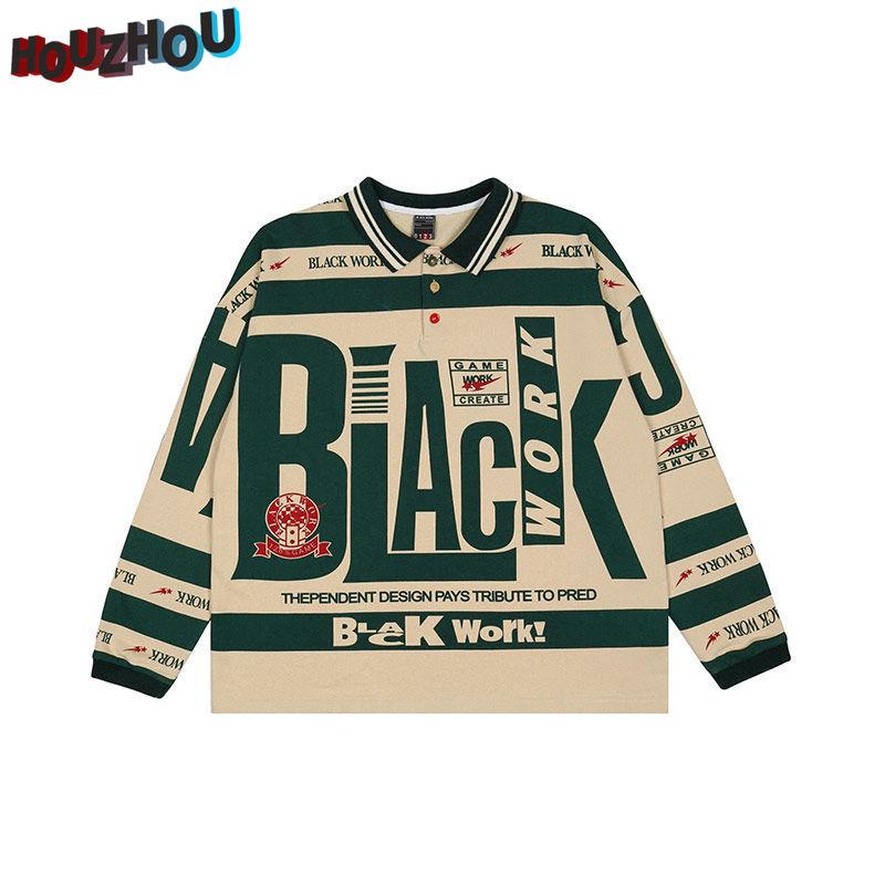 Женская винтажная свободная рубашка-поло свободного размера в стиле хип-хоп с лацканами в стиле Харадзюку для девочек