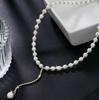 Универсальное ожерелье-цепочка на ключицы с жемчугом и стразами 2019 года для женщин