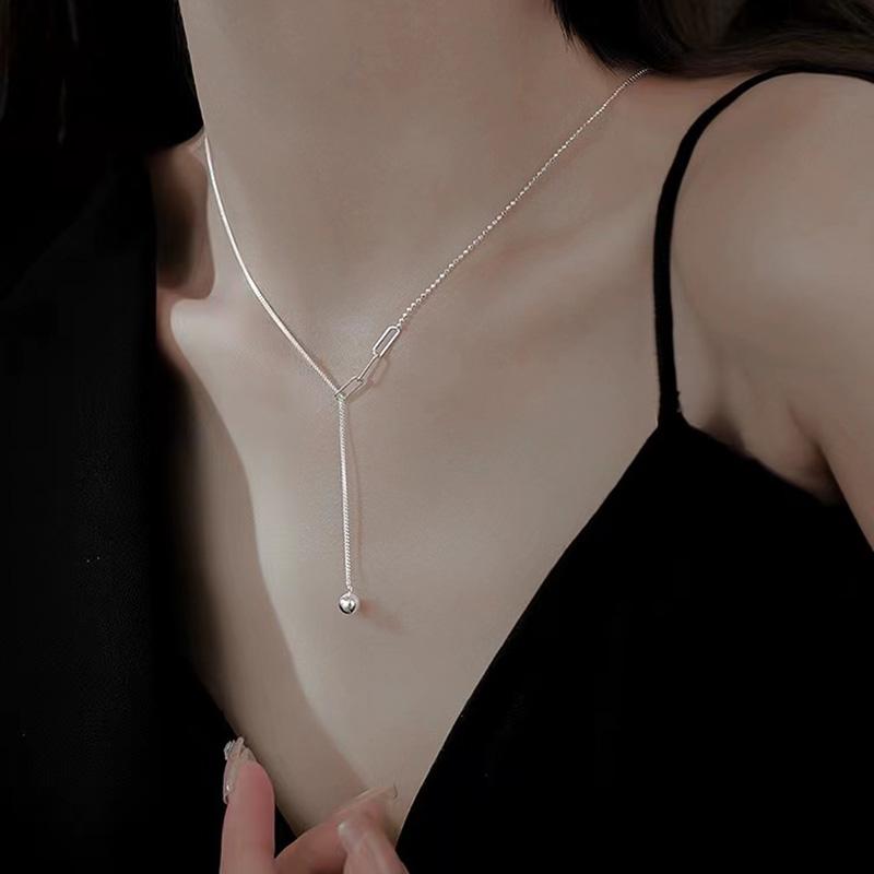 Серебряное ожерелье 925 пробы для женщин, простой кулон, индивидуальность, цепочка на ключицу, чокер, подарок на день рождения для друзей, изысканные украшения