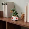 Double Sided Printed Decorations Christmas Gnome Figurine, Resin Tomte with Tree Hat & Reindeer Wooden Ornaments Antlers, Holiday Tabletop Decor