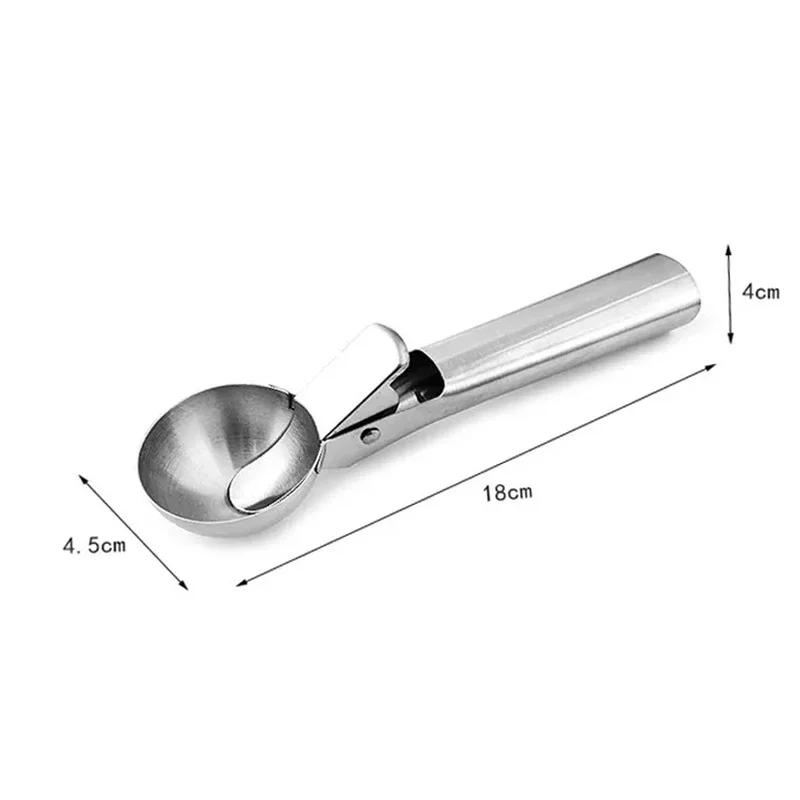 Ice Cream Ball Scoop with Trigger Premium Stainless Steel Fruit Scoop for Frozen Yogurt Sundae Ice Cream Ball Spoon Stacks