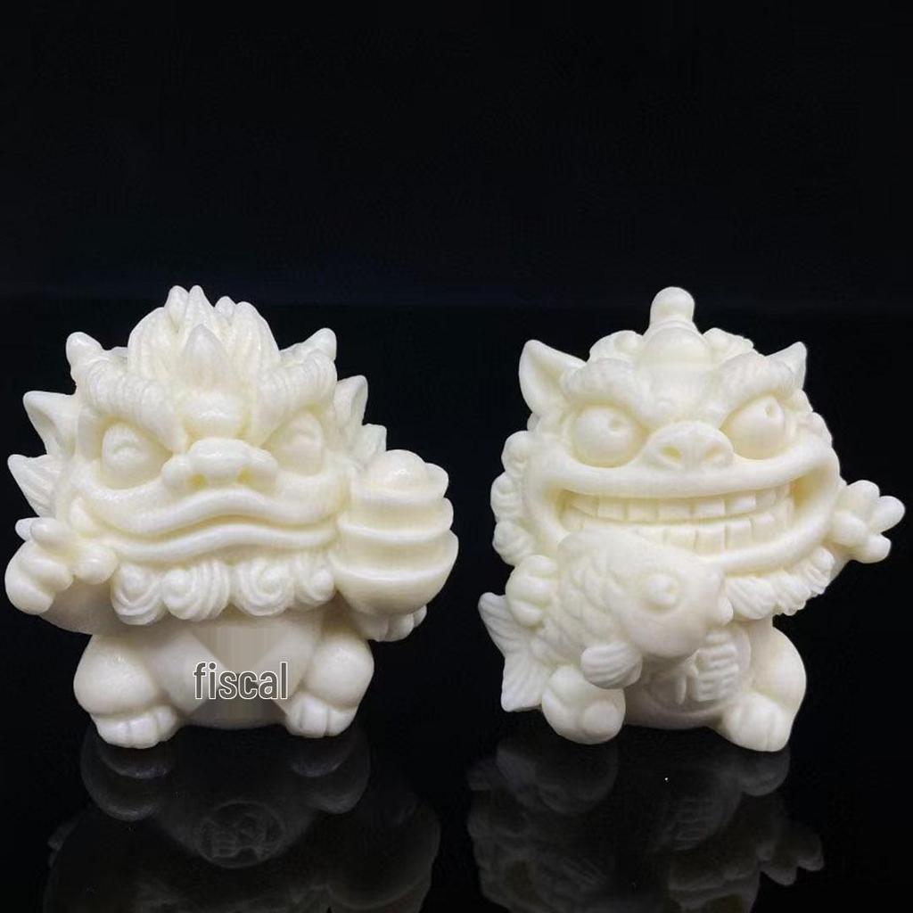 Ivory Nut Carving: Lion Tea Pet for Wealth & Fortune - Unique Home & Office Desktop Ornament