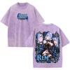 Rem Re:Zero Anime T-shirt Y2k Gothic Vintage Washed T Shirt Harajuku Oversized Short Sleeve Cotton Tees Tops Men Women Clothing