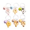 Cat Cookie Phone Charm Strap Soft Kawaii Couple Keychain Colorful Bead Pendant Cute Lanyard Keycord