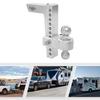 10in Adjustable Aluminum Trailer Hitch,Silver and Black Trailer Hitch 2in Receiver 2in 2 Heads 26500lbs for Trucks,RVs