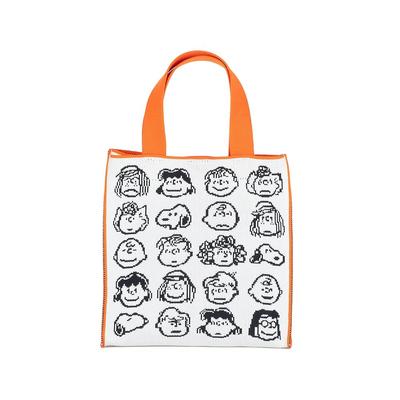 1080501 винтажный PEANUTS Кубический Жаккардовый Тоут Сумка для ланча PEANUTS GANG x HEMING'S Сумка, Сумка, Сумка, Сумка, Peanuts, Snoopy, (Слоновая кость Оранжевый)