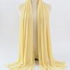 Women's Solid Color Pearl Chiffon Bubble Scarf, Long Silk Headscarf, 70x180cm, Middle Eastern Style