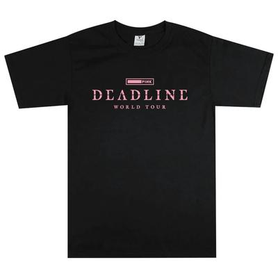 Футболка BLACK and PINK WORLD TOUR DEADLINE, летняя футболка с коротким рукавом, мужская футболка унисекс, уличная одежда, модная футболка корейской группы, женская футболка