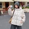 Autumn and winter new contrasting color warm cotton-padded clothes women's hooded cotton-padded jackets splicing versatile cotton-padded jackets