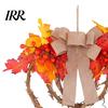Waterproof Autumn Garland Fall Artificial Maple Leaf Wreath for Front Door, Thanksgiving Rattan with Ring Berries And Burlap Bow Harvest Door