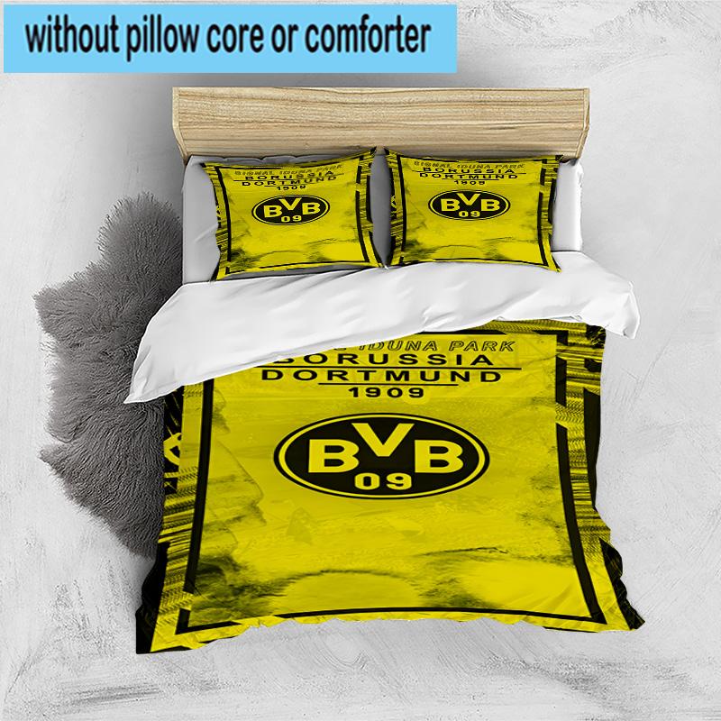 3pcs Borussia Dortmund Printed Bedding Set Duvet Cover Closure Includes 1 Duvet Cover & 2 Pillowcases Bedding Sets Home Decor Gifts