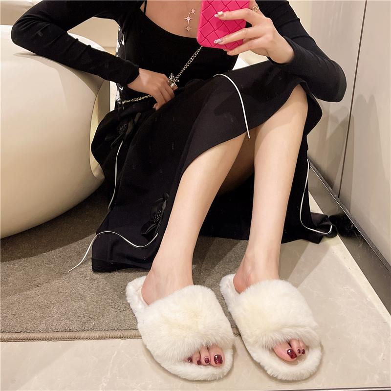 Женские домашние тапочки осень-зима с мехом, нескользящие повседневные домашние туфли на плоской подошве, однотонные женские шлепанцы, теплая обувь