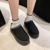 2025 Winter New Fleece Warm Platform Sole Without Heel Wrap Wool Half Slippers Women's Cotton Shoes