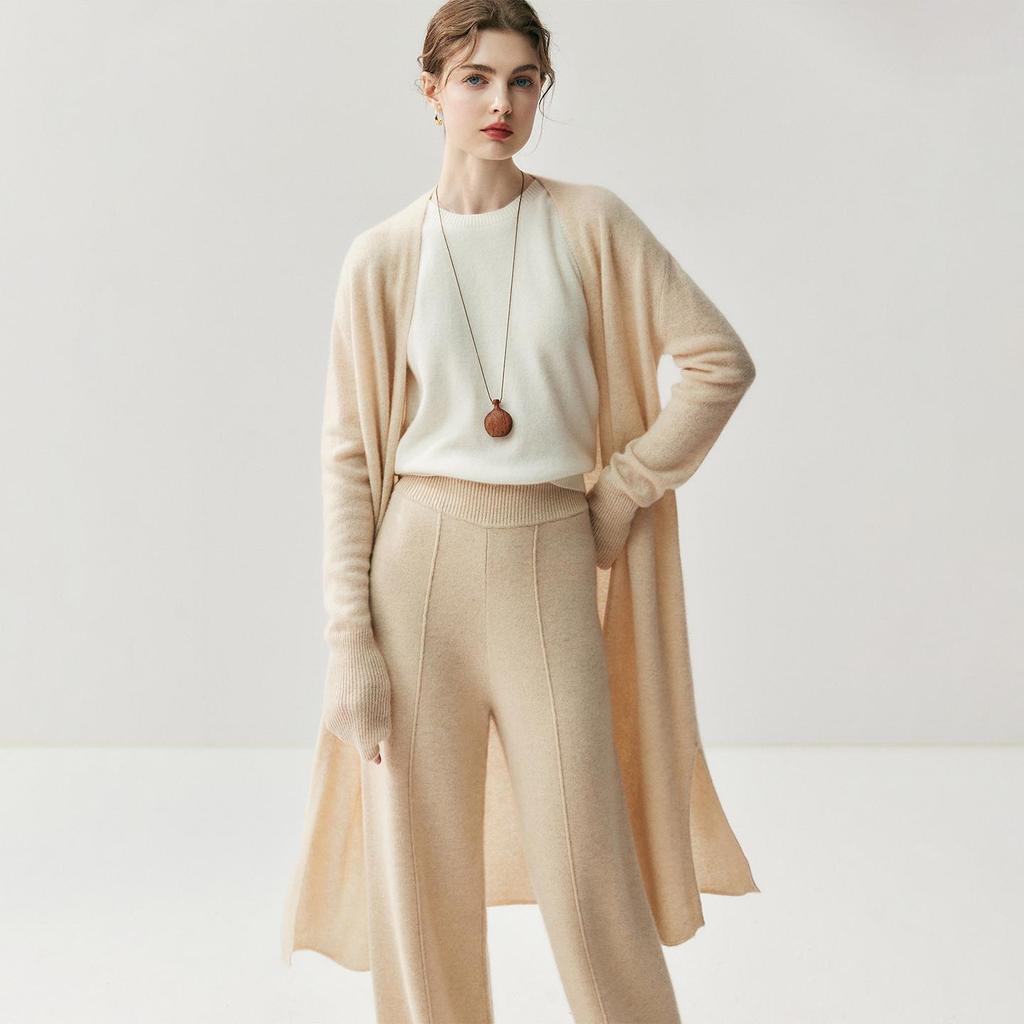 Women's Lightweight Baby-Grade Cashmere Cardigan - White Shawl Knit Jacket, Soft and Cozy for Autumn and Winter