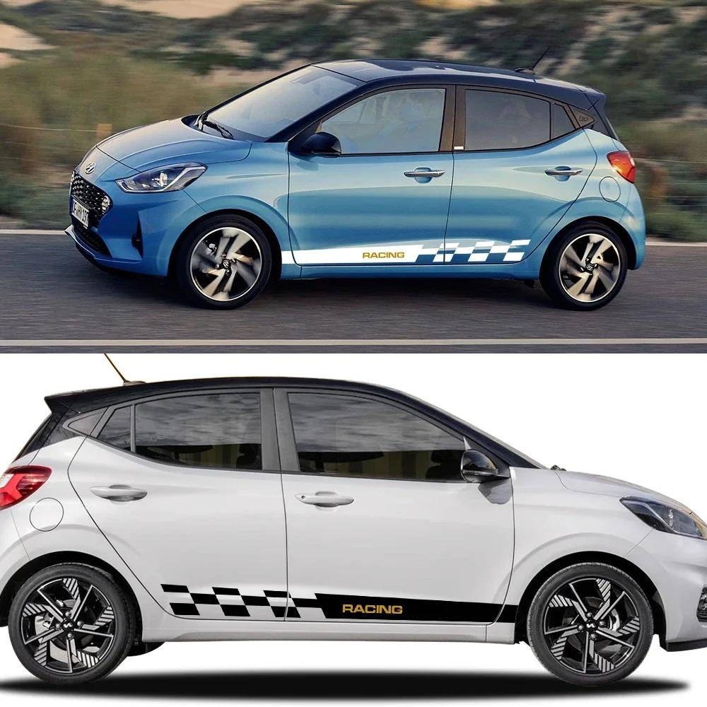 2PCS Car Door Side Skirt Sticker Decor Exterior Waterproof Decal For Hyundai i10 N Line 2007 2008 2009 2013 2014 2019 2023 2024 PP16
