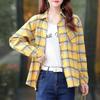 Женская клетчатая блузка с длинным рукавом 2025 - Корейский стиль, свободный крой, большой размер, элегантный топ на весну/осень