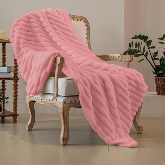 Летнее фланелевое одеяло из флиса с кондиционером, утолщенное, двухстороннее, плюшевое, полосатое, сплошной цвет, офисное ворсовое одеяло