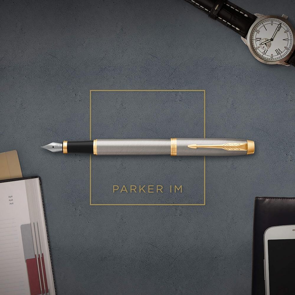 Перьевая ручка PARKER F Fine Point IM Core Line Brushed Metal GT 1975600 Двойного назначения Обычная импортная приблизительно. 153ммx10мм