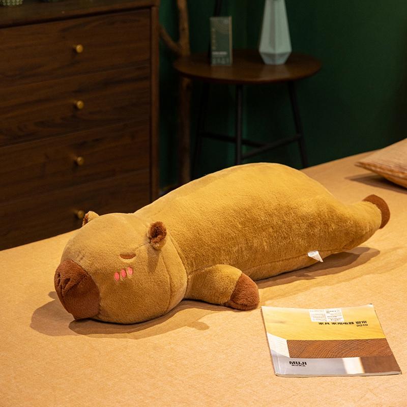 60/80cm Cute Capybara Plush Toy Very Soft Stuffed Animal Shy Pink Brown Capybara Plushies Washable