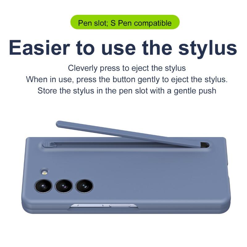 Пластиковый чехол для телефона с гнездом для ручки для Samsung Galaxy Z Fold 6 5 4 Fold6 Fold5 Fold4 Fold3 Защитная пленка для стекла, включая ручку