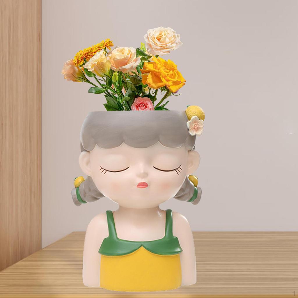 Ваза-бюст, комнатный цветочный горшок, декоративная фигурка в форме девушки-цветочницы, кашпо для офиса, балкона