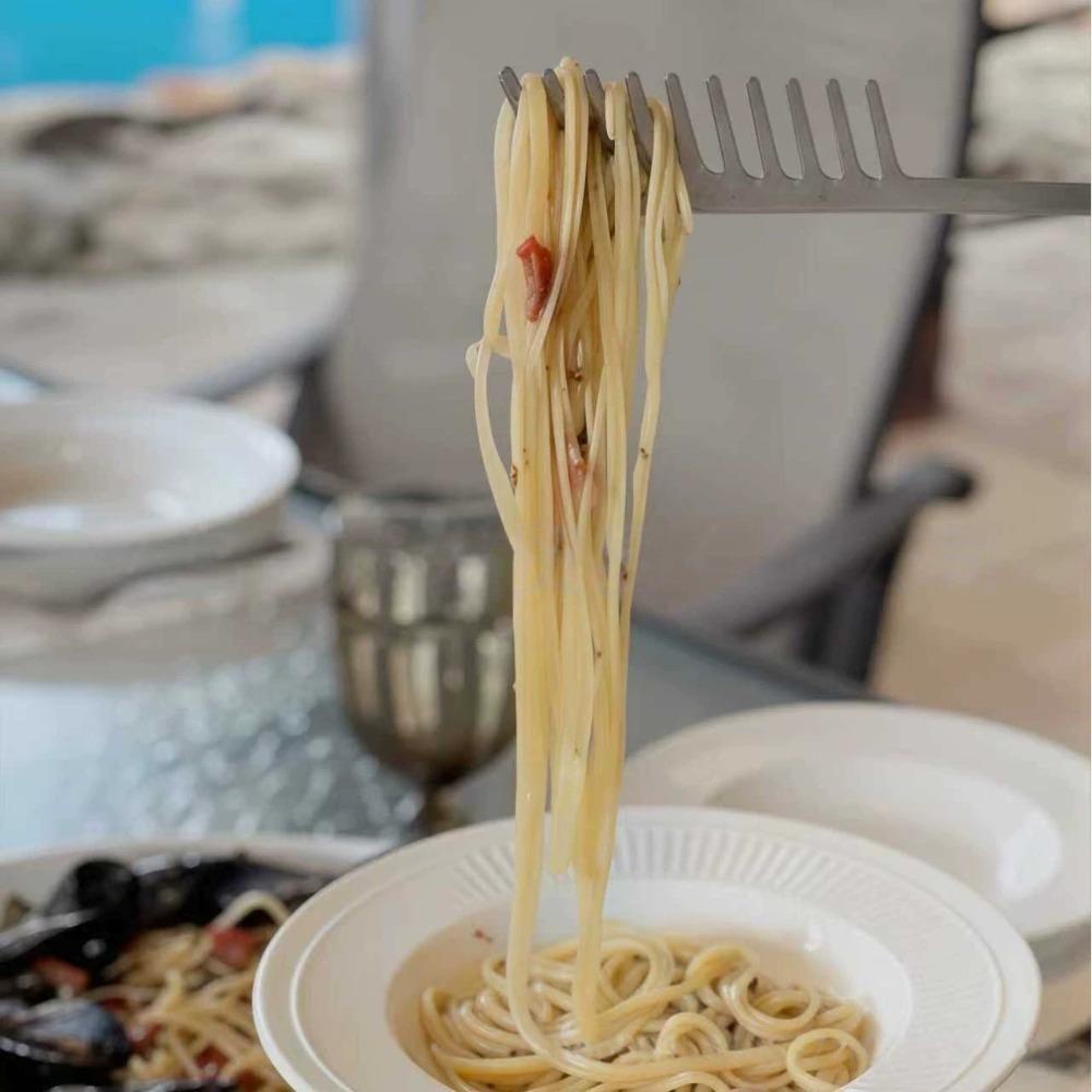 Long Handle Spaghetti Serving Fork Stainless Steel Noodle Stirring Fork Funny Pasta Comb Cooking