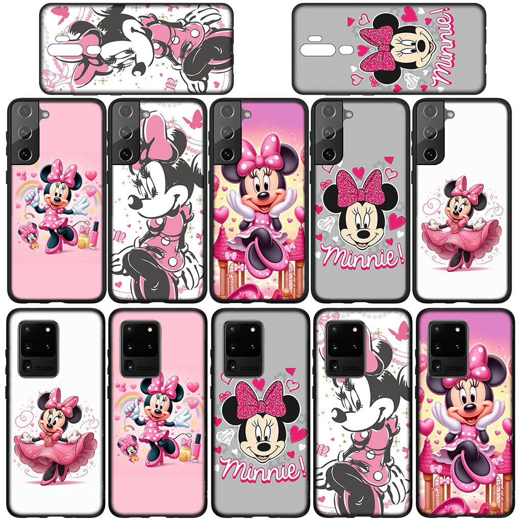 Чехол для телефона Samsung Galaxy S25 S24 S23 iPhone 16 15 Xiaomi Redmi Note 14 13 12 16E X 11 Pro Max OPPO Moto Huawei A15 аниме Минни Маус розовый чехол