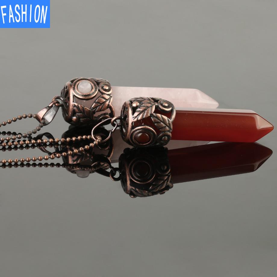 Ожерелье из натурального кристалла с шестиугольной подвеской и аметистом, осеннее и зимнее женское ретро-ожерелье