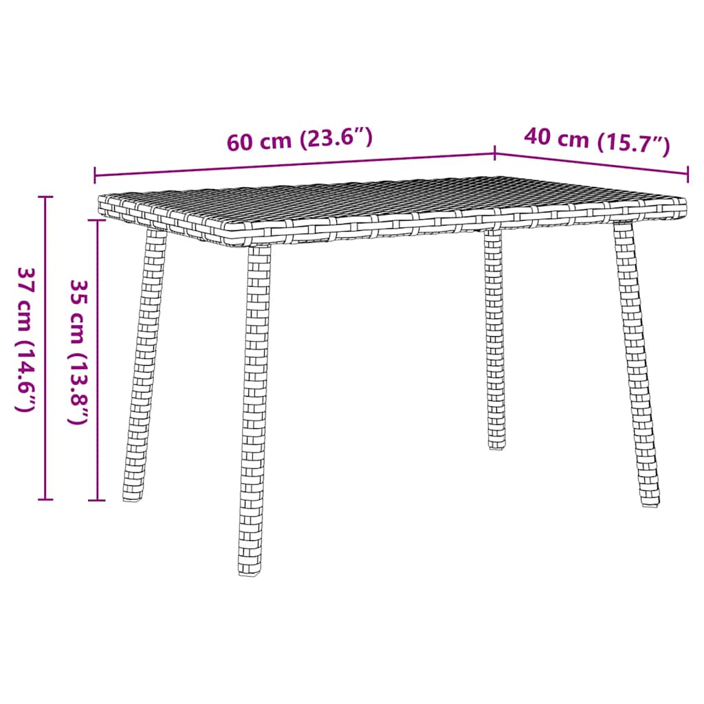 Garden Coffee Table Rectangular Grey 60 x 40 x 37 cm Poly Rattan