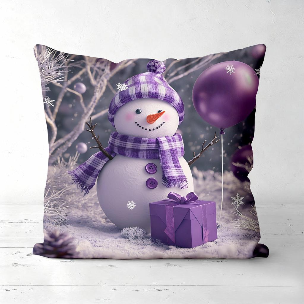 Pieces Purple Christmas Snowman Gift Pillow Covers Polyester sofa decorative cushion cov Headboard Pillow (Without Pillow Core
