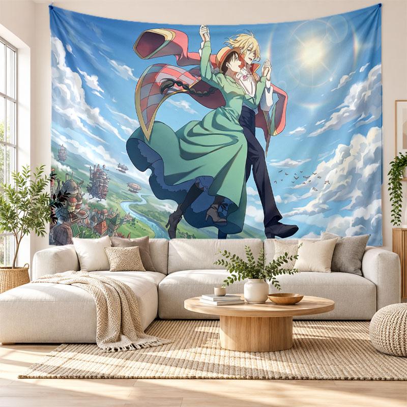 Howl's Moving Castle Wall Tapestry Home Decor Hanging Cloth Art Background Tapestry for Bedroom