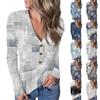 Women's Casual V-Neck Pullover Geometric Printing Button Top