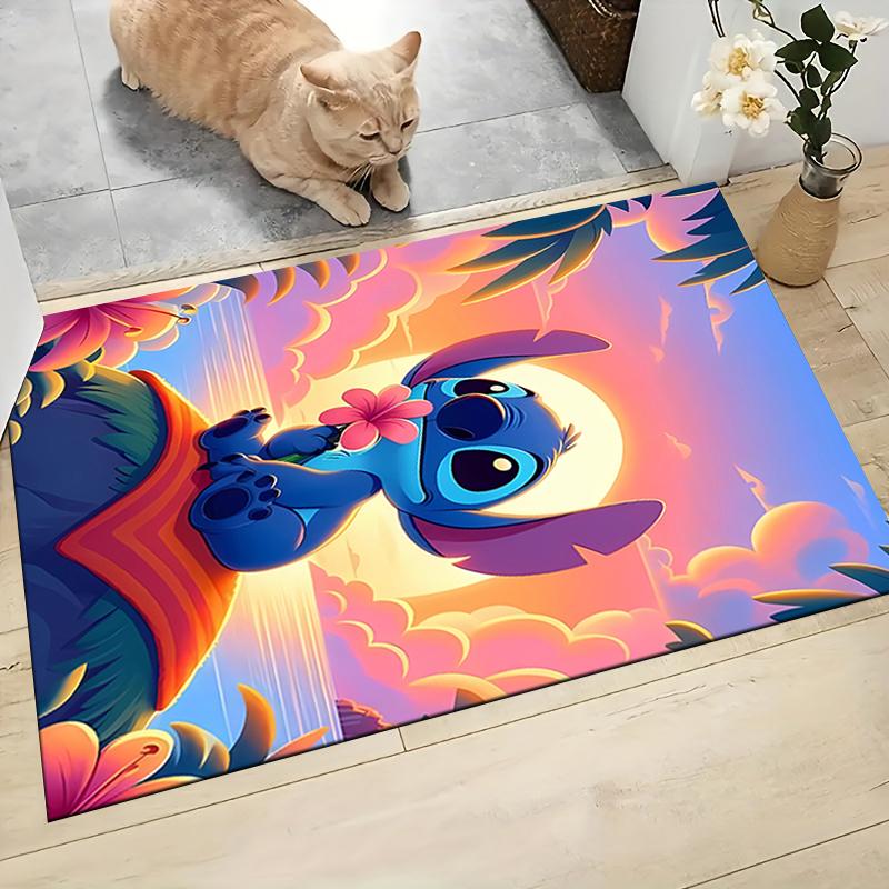 Stitch Sunset Adventure Carpet Rug Soft Washable Antislip Home Living Room Sofa Mats Personalized Christmas Rug