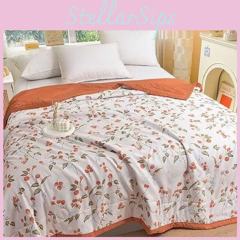 Lightweight Airy Summer Flower Printing Duvet With Quilting For Student Bedroom