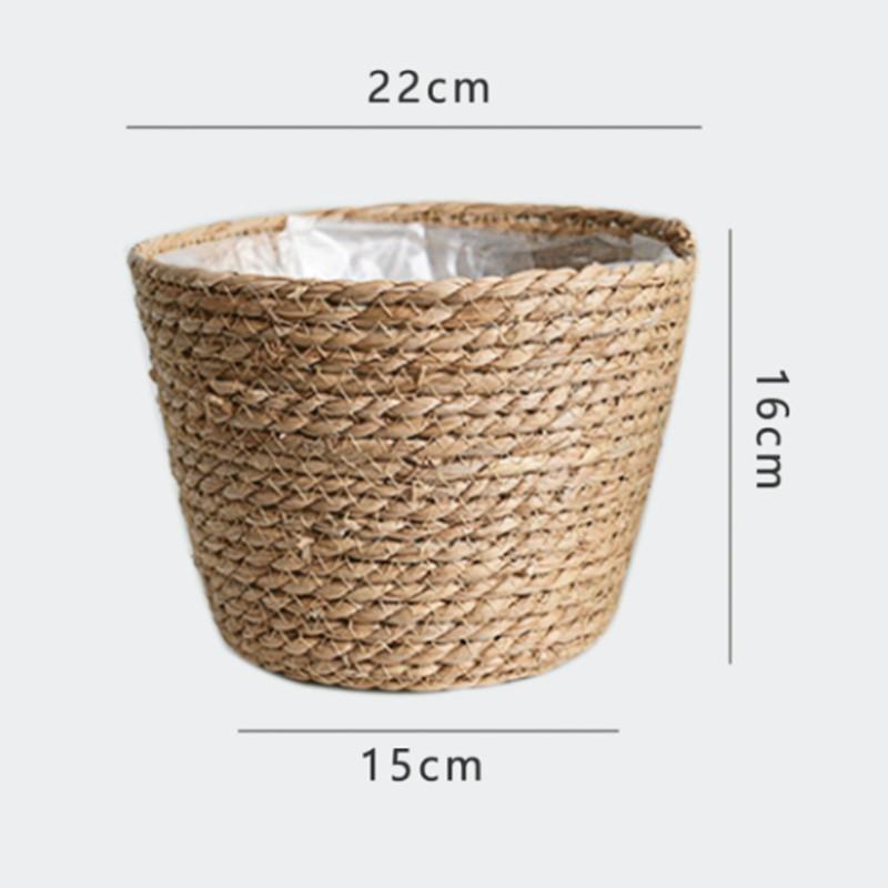 Nordic INS Straw Weaving Flower Plant Basket Grass Planter Indoor Outdoor Garden Pot Covert Container for Plantable Bonsai Decor