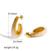 Waterproof Stainless Steel Colorful Zircon C Shape Stud Earrings Women Gold Plated Chunky Rainbow Jewelry Tarnish Free Gift