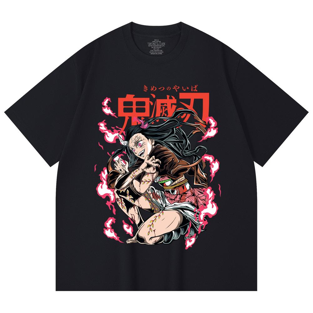 230 Gsm 100% Cotton Demon Slayer V71 Nezuko Demon Print Unisex Heavy Cotton T Shirt