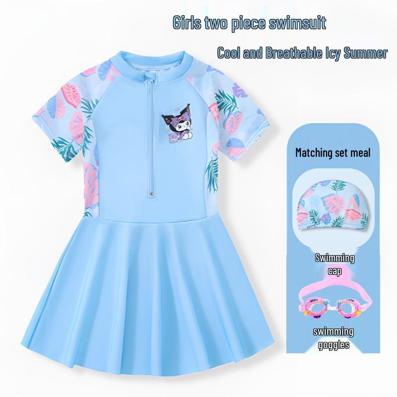 2024 Девочки Цельный Купальник-Юбка - Летняя Купальная Одежда для Детей в Размерах S, M и L