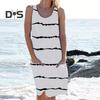 Женское платье-майка без рукавов, летнее повседневное платье-туника с круглым вырезом и карманом, мешковатый полосатый пляжный сарафан, купальник, бикини, накидка