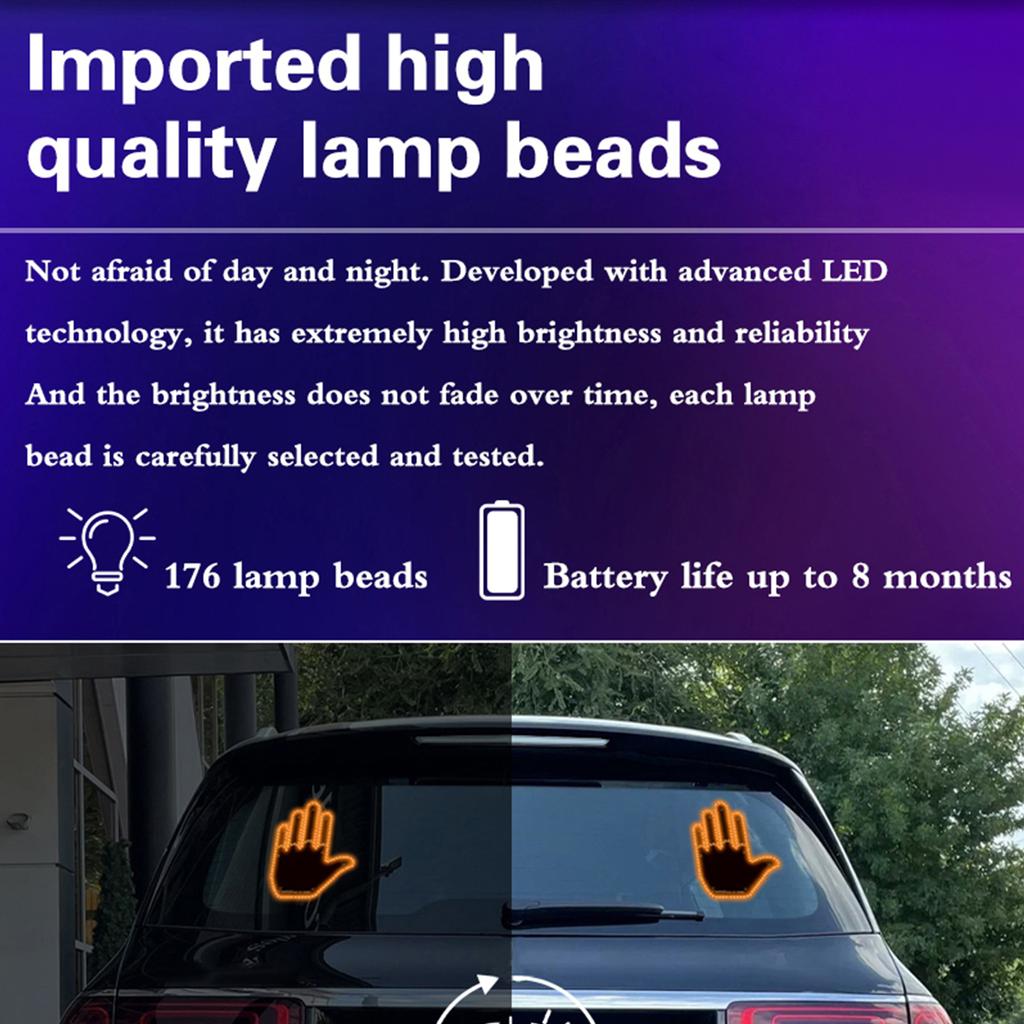 Автомобильный забавный светильник для жестов, фонарь для пальцев на заднем стекле автомобиля с дистанционным управлением, предупреждение, интерактивная ладонь