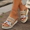Летние туфли на танкетке женские брендовые сандалии на плоской подошве с открытой пяткой шлепанцы женская обувь 2025 тренд повседневные шлепанцы мода Zapatos Mujer