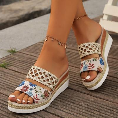 Летние туфли на танкетке женские брендовые сандалии на плоской подошве с открытой пяткой шлепанцы женская обувь 2025 тренд повседневные шлепанцы мода Zapatos Mujer