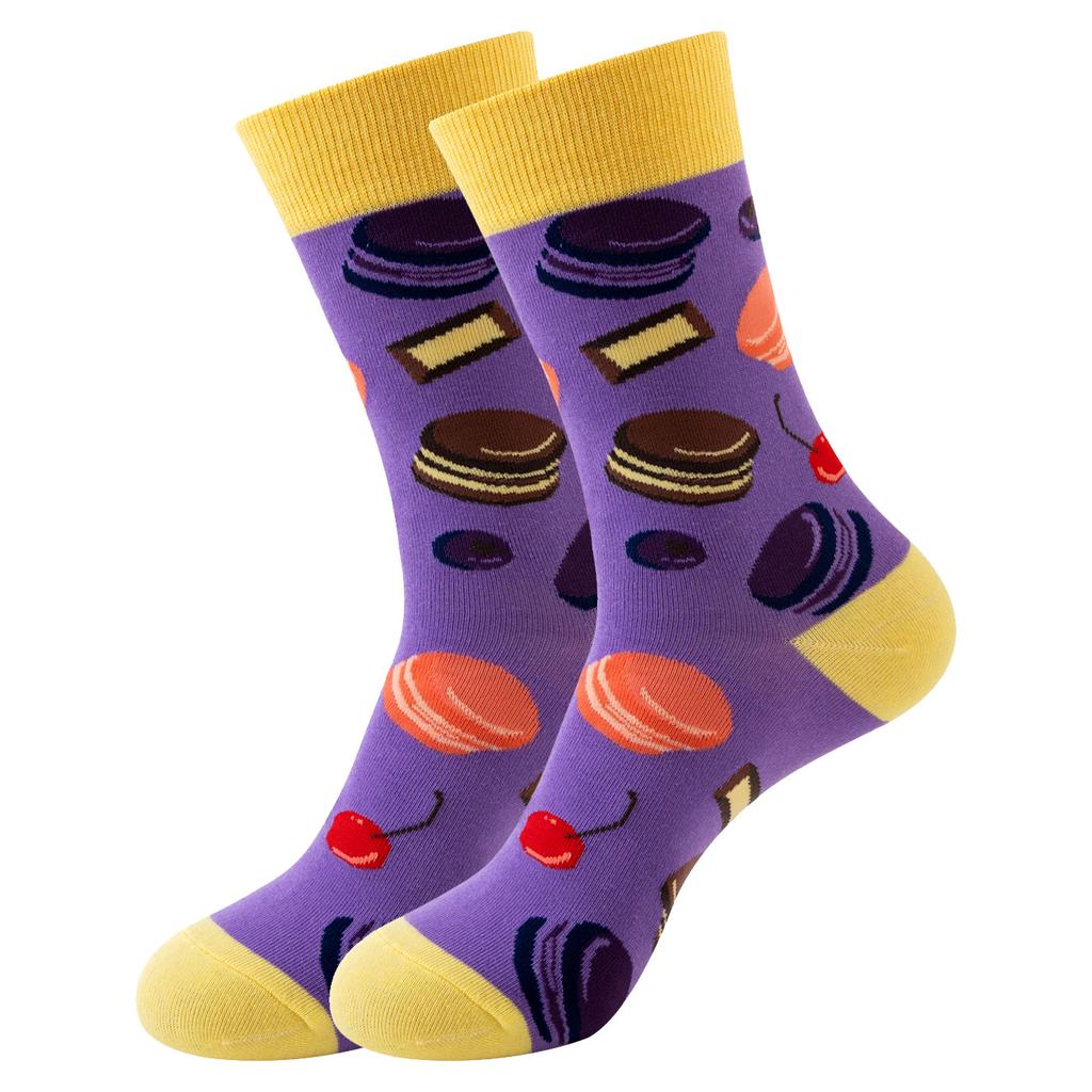 5 pairs of new mid-calf socks: original food-themed trendy socks for women – fun, quirky and fashionable