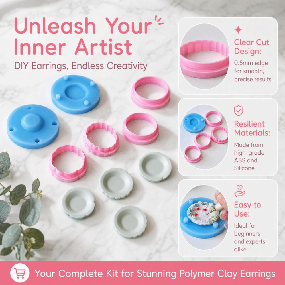 DIY Craft 3D Plate Clay Earring Molds Creative Polymer Clay Tools Brooch Modeling