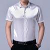 High Quality Summer Mens Satin Silk Short Sleeve Shirts