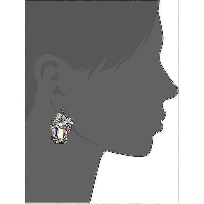 A Pair Halloween Earrings Flower Rectangle Stone Drop Earrings, Gem Flower Earrings, Halloween Earrings Stud Jewelry