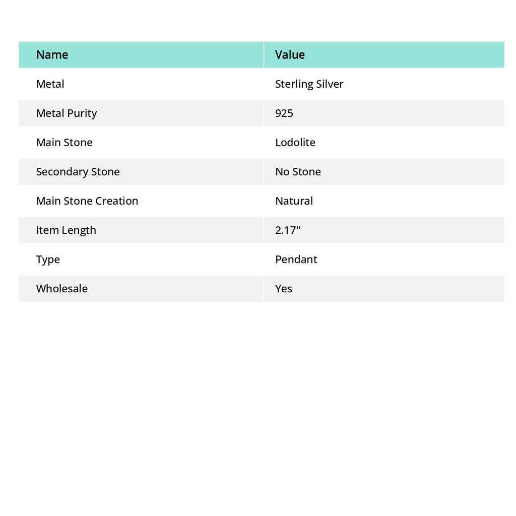 Кулон ручной работы из серебра 925 пробы с кварцем Лодолит 2,17 дюйма B8v47