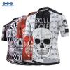 KEMALOCE Cycling Jersey Men Grey Skull Retro Bike Jersey Summer Short Sleeve Polyester High Quality Anti-UV Cycling Shirts