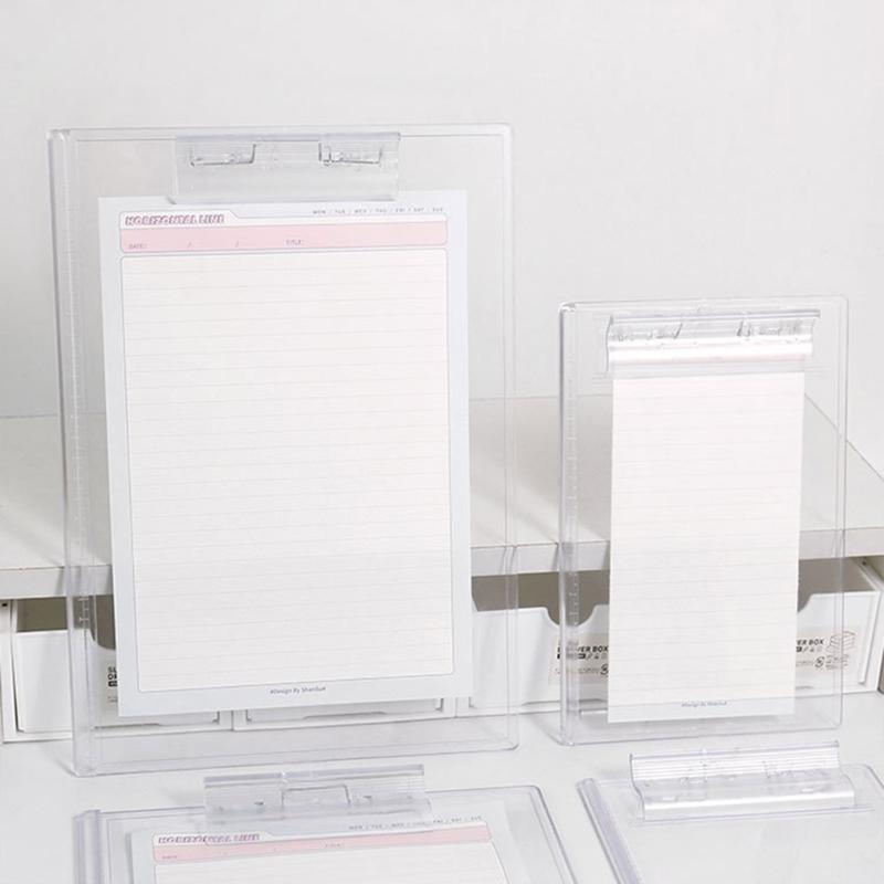 Буфер обмена Акриловый прозрачный буфер обмена Держатель для бумаги Доска для письма с зажимом для документов в форме заметок